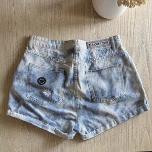 🛞 To0o Tired — M+S Original Upcycled Denim Shorts with Embroidered Patches